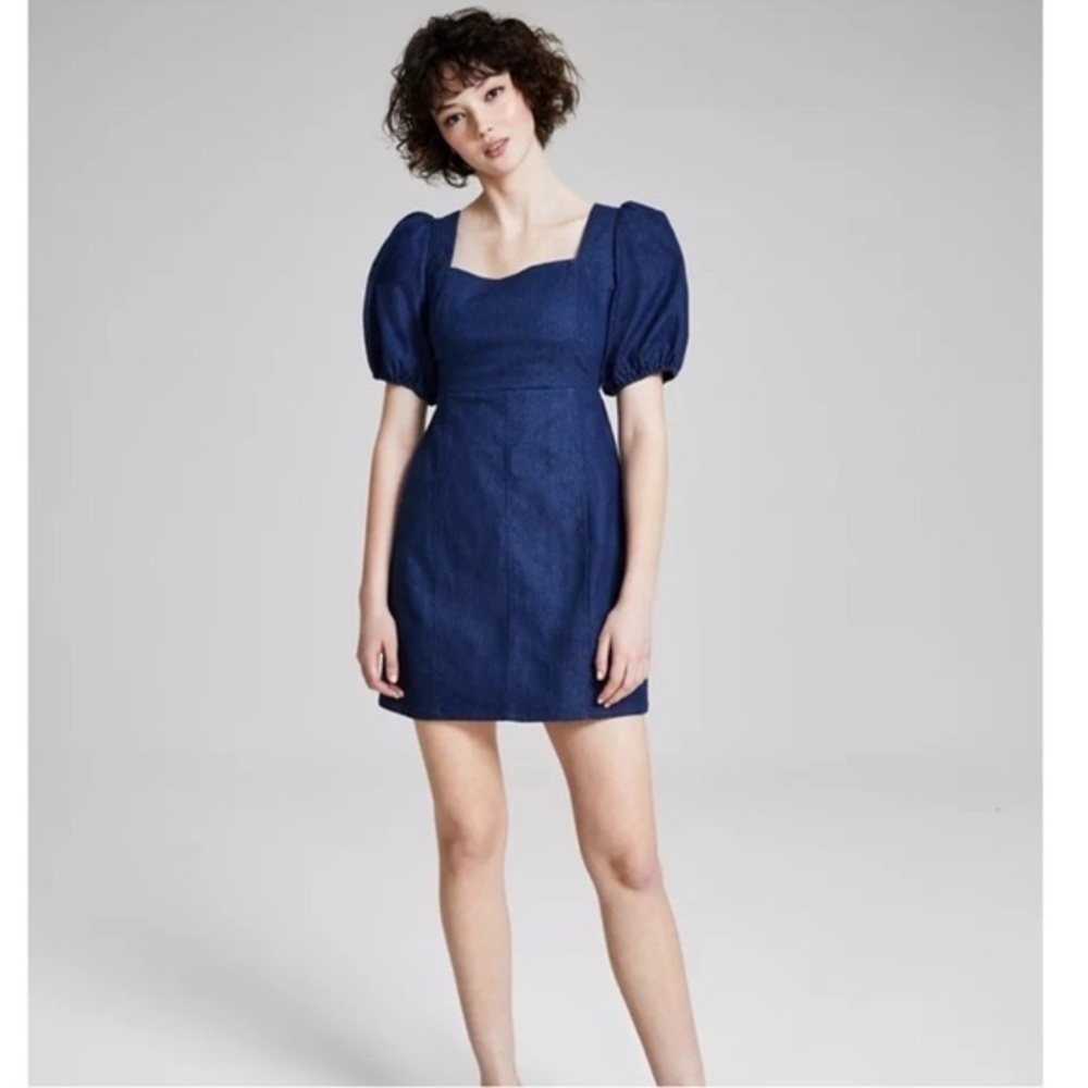 And Now This Square-Neck Denim Dress Size Small